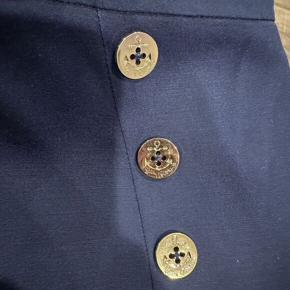 Lilly Pulitzer Navy Wide Leg Sailor Pant Mariner Gold Logo Buttons Sz 2 - Picture 7 of 7